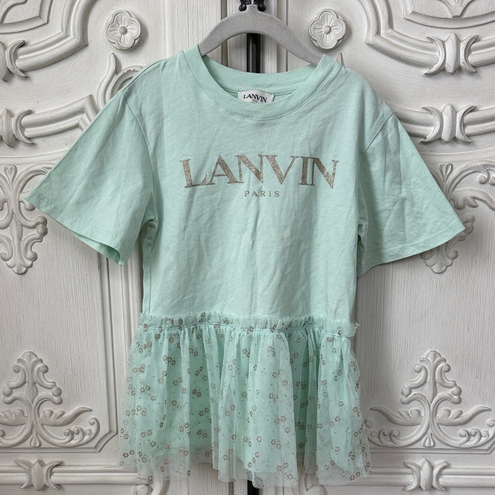 Lanvin Kids Light Green Tulle Tee